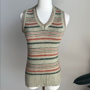 Vintage Poques Cincinnati Womens Wool Blend Metallic Stripes Sleeveless Knit Top
